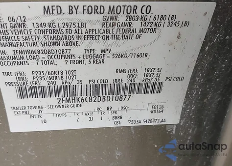 2013 Ford Flex Sel z USA, uszkodzony, nr VIN 2FMHK6C82DBD10877
